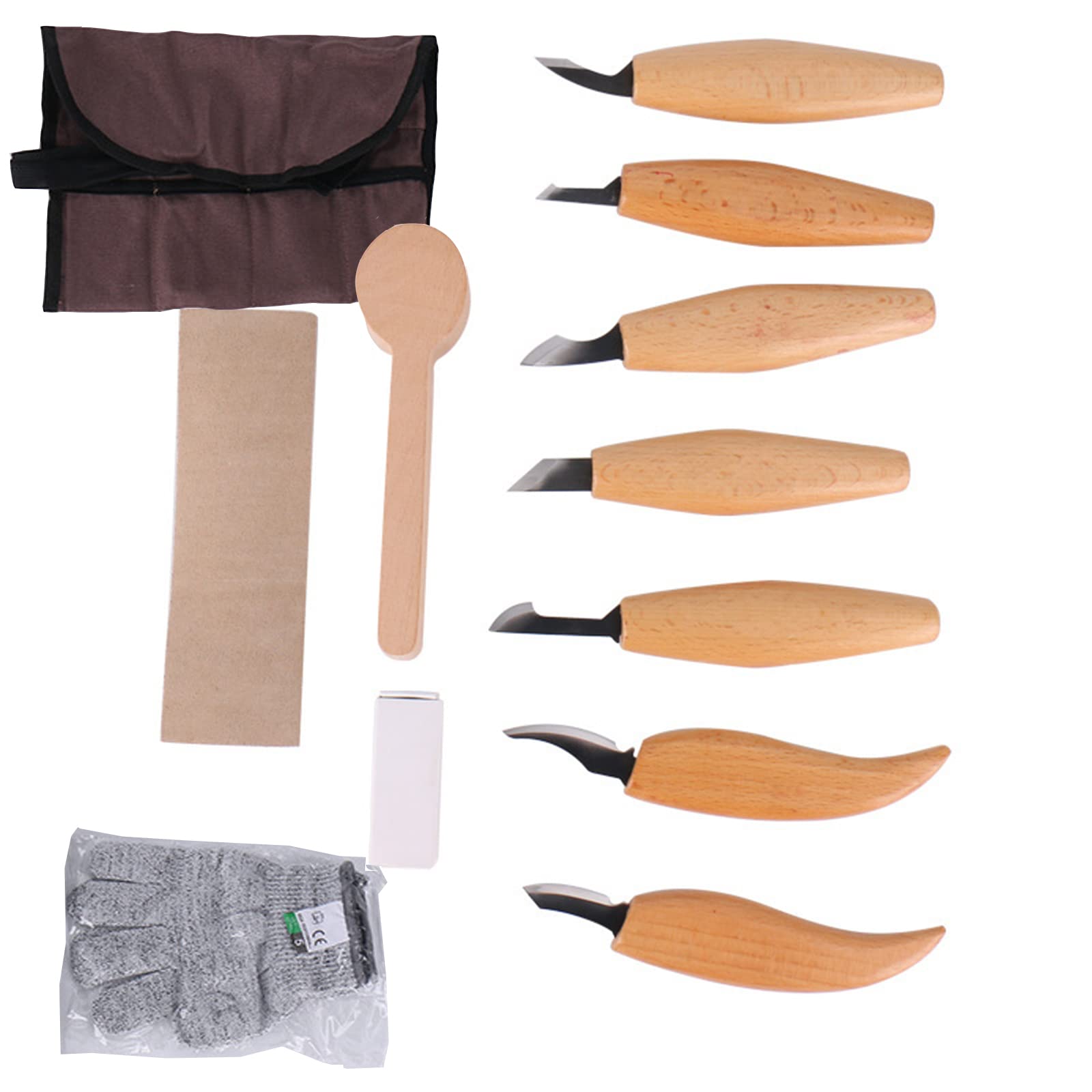 Juego de 12 piezas de lujo para tallar madera - Juego de cuchillos para tallar madera - Juego de herramientas para tallar cuchara - Juego de cuchillos para tallar - Kit para trabajar madera