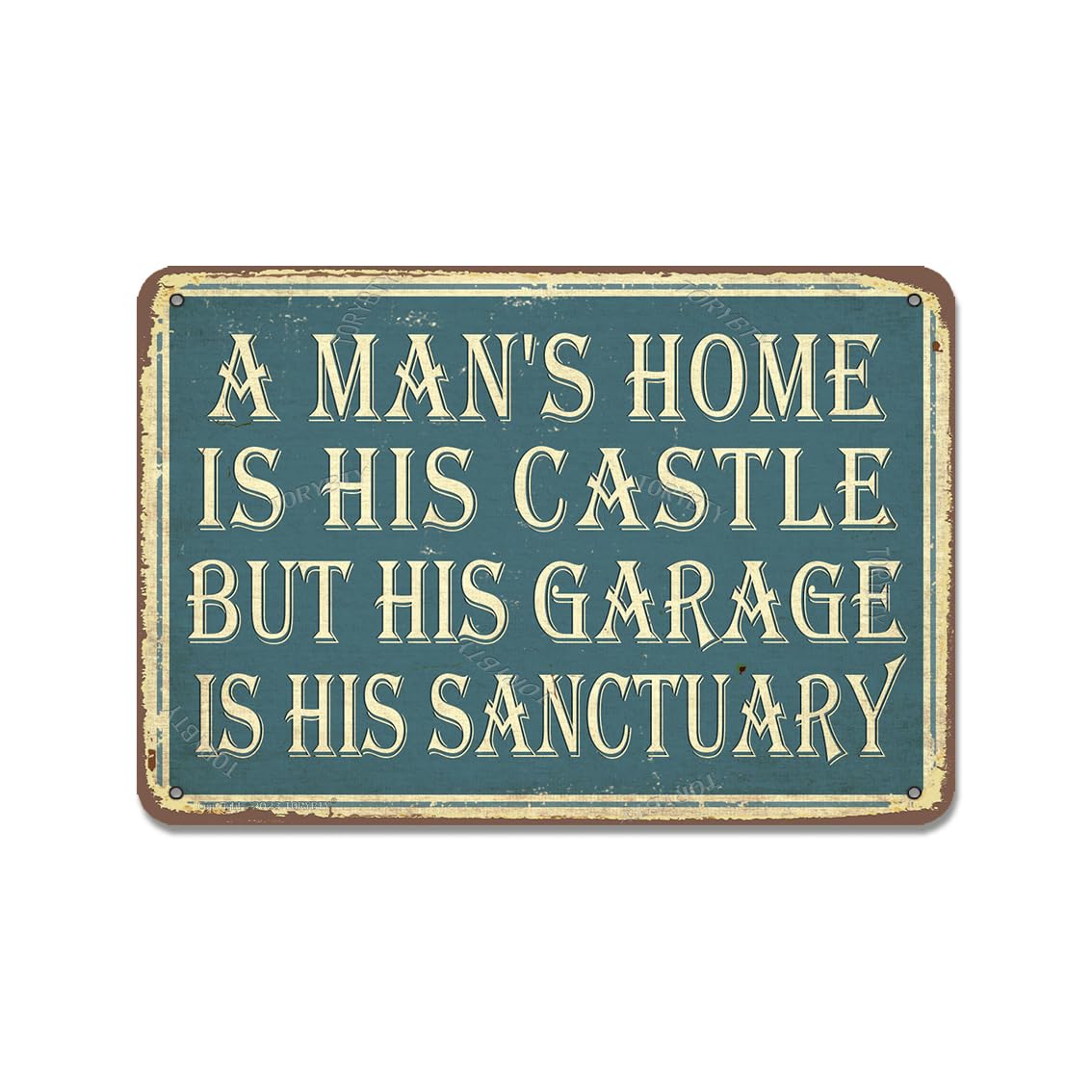 peiyeety A Man'S Home Is His Castle But His Garage Is His Sanctuary Vintage Look Tin Decoration Poster Sign for Home Farm Garden Garage Farmhouse Bar Pub Man Cave Funny Wall Decor 8"x12"