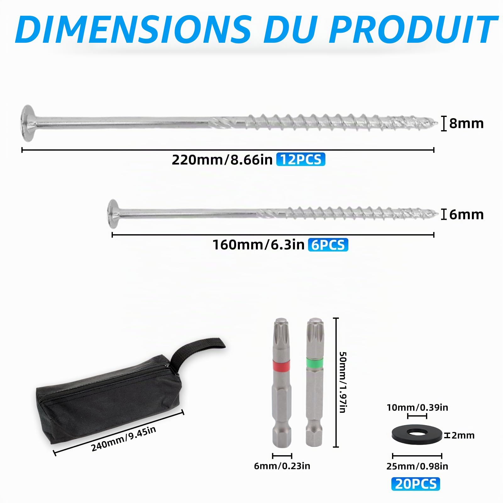 Sardines de Fixation 18 Pièces Sardines Camping Piquet de Tente Piquet Ancrage avec Embout et Rondelles pour Extérieur Pique-Nique Randonnée Pêche
