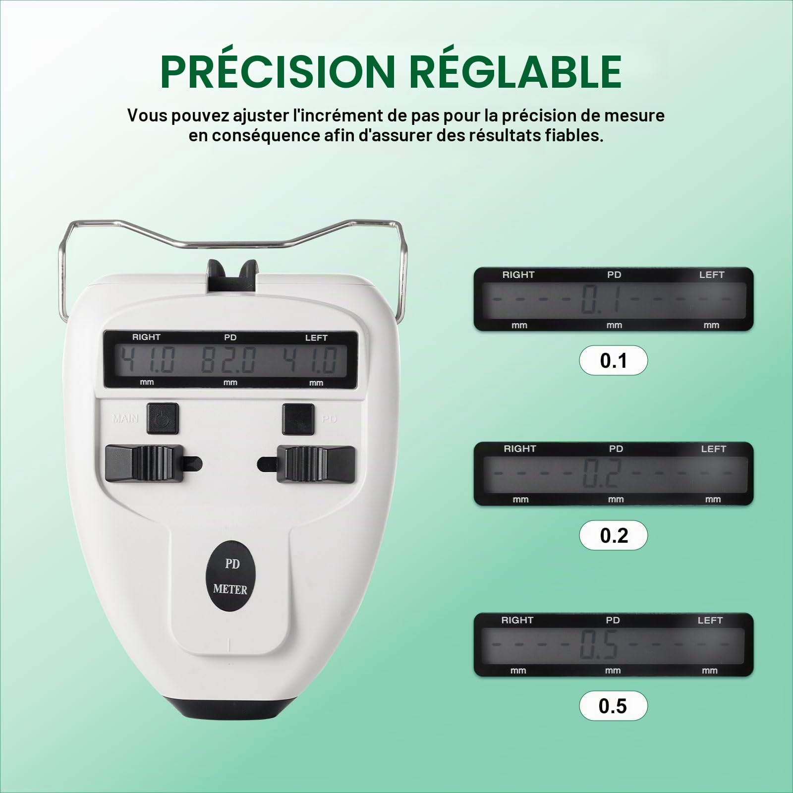 Compteur de distance pupillaire numérique optique LED Pupilomètre pupillaire Outil de mesure de la distance interpupillaire Équipement ophtalmique avec écran LCD optique PD PD (batterie non