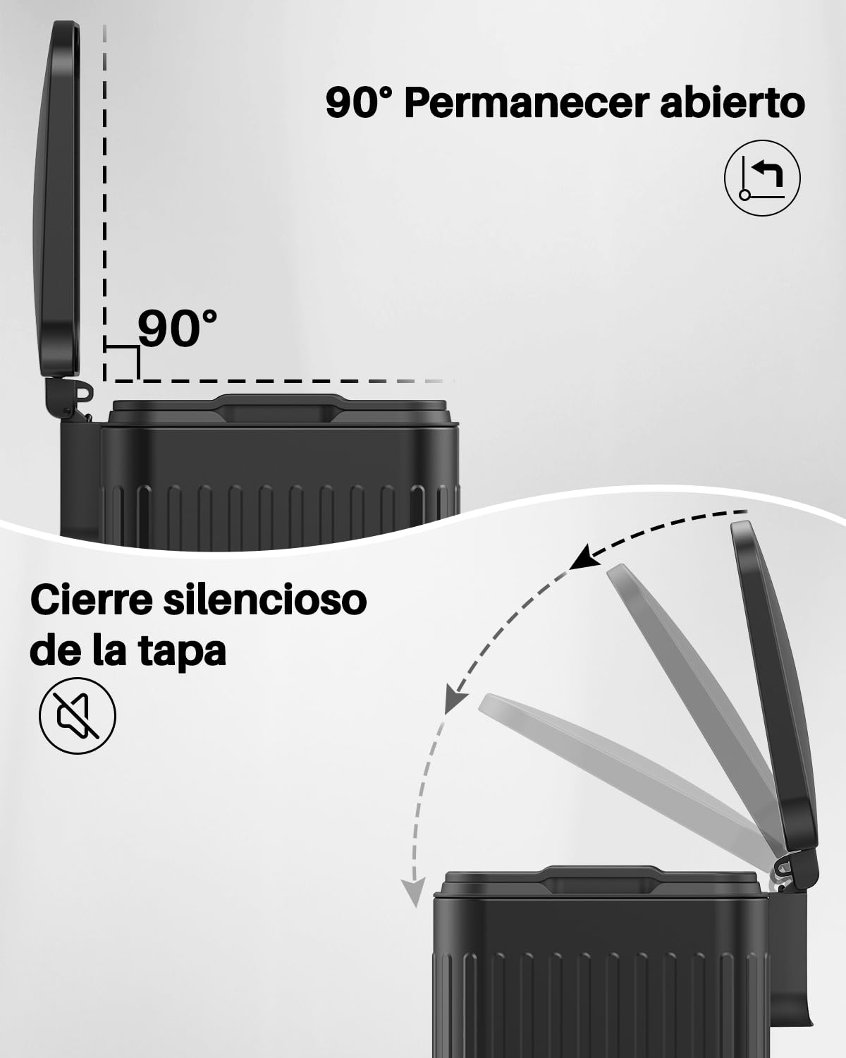 lovewind Basurero 60L Cocina Acero Inoxidable Negro con Pedal, Tapa Cierre Suave, Cubetas Interiores con Asas & Fijador Bolsas, Diseño Romano, Anti-Olor, Fácil Limpieza, Hogar 3-6 Personas