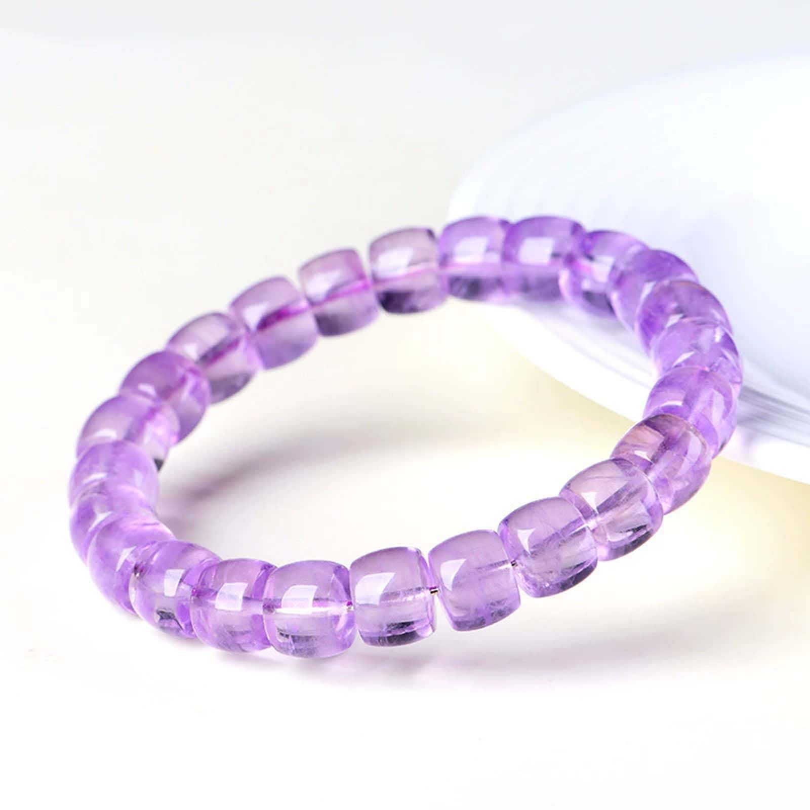 Pulsera de Amatista Pulseras elásticas con Cuentas Hechas a Mano