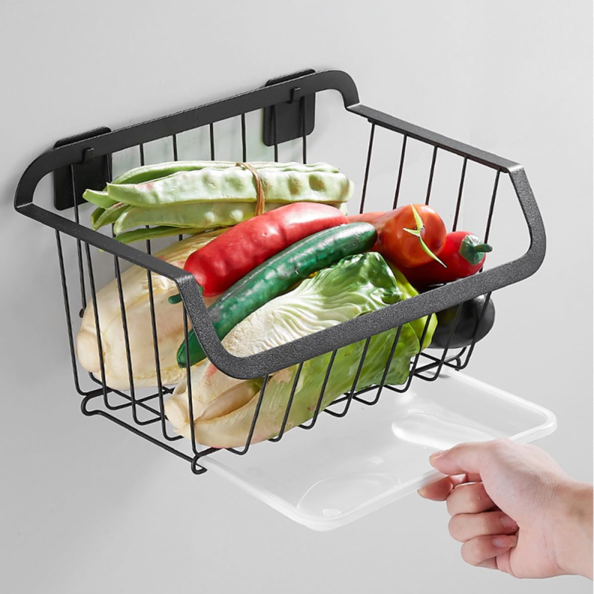 Cesto Appeso Multifunzione in Acciaio Nero per Cucina e Casa