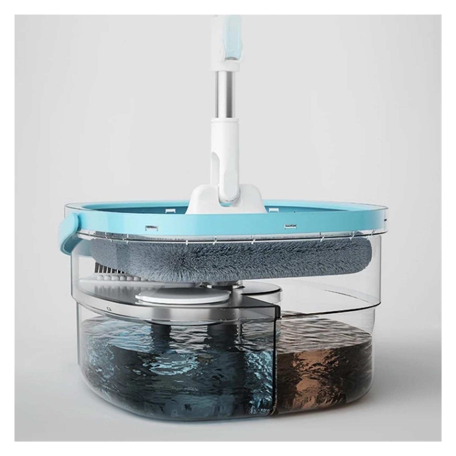 Juego de trapeador giratorio de superficie plana y cubo, trapeador separador de agua limpia y aguas residuales, trapeador de presión manos libres, limpieza de pisos, herramientas de limpieza del hogar