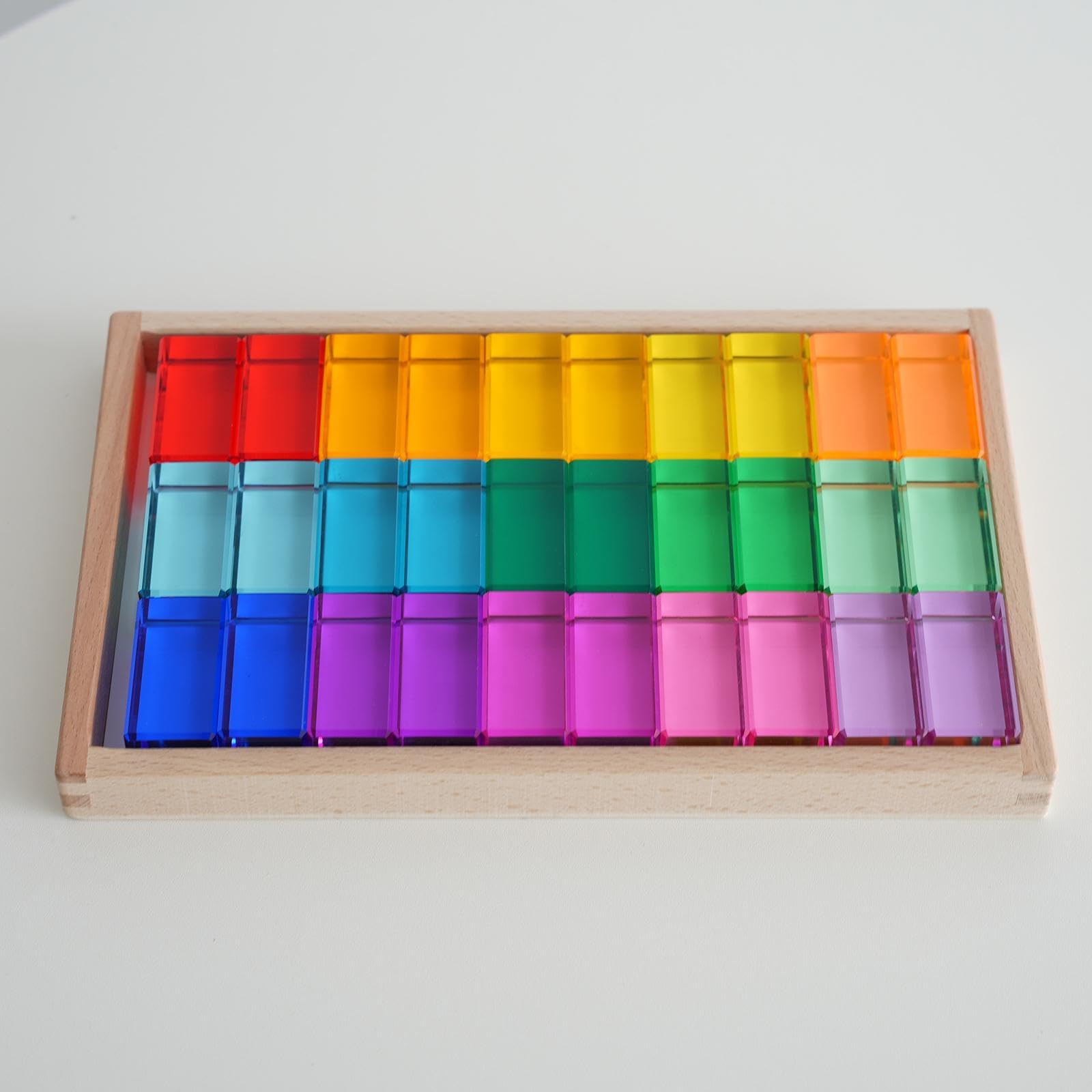 Set Di Blocchi Creativi In Acrilico E Legno | colorato, impilabile, educativo, include scatola