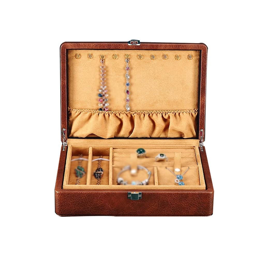 Boîte de montre et organisateur de bijoux en cuir PU avec vitrine