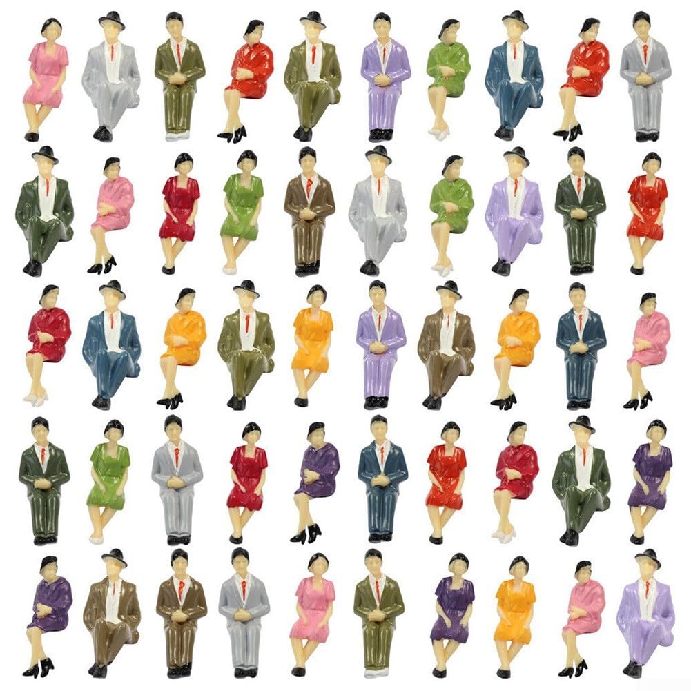1:32 Scale Sitting People Figures Painted Finished DIY Cafts For Model Railways Building Layout Dioramas And Miniature Scene Design(50PCS)
