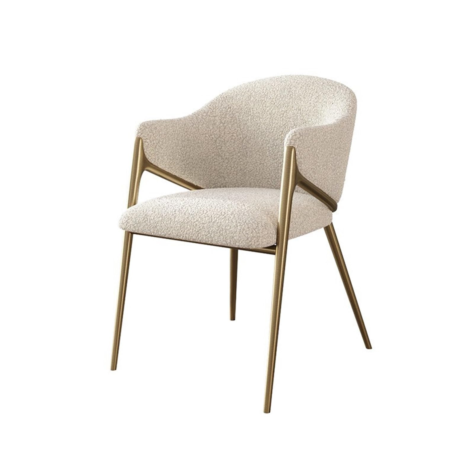 T2H9B5V4G8 Dining Chairs Accent Chairs, Dining with Barrel Backrest and Metal Leg, Faux Fur Armchairs Upholstered, Living Room(Beige)