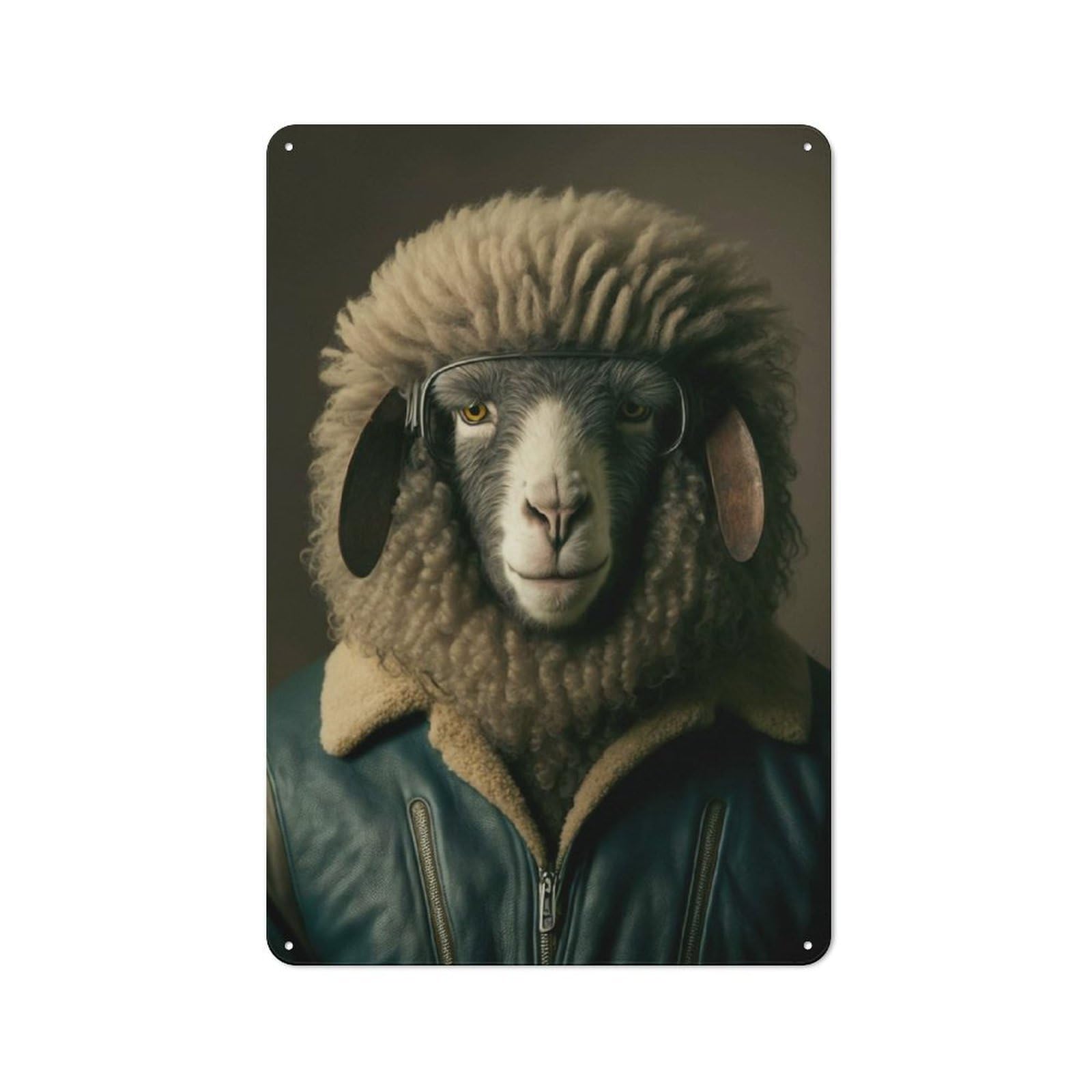 Junmoney Style Vintage Metal Sign 30X20cm Featuring Biker Sheep For Pub Or Café, Wall Decor For People Reorganising Pub And Café