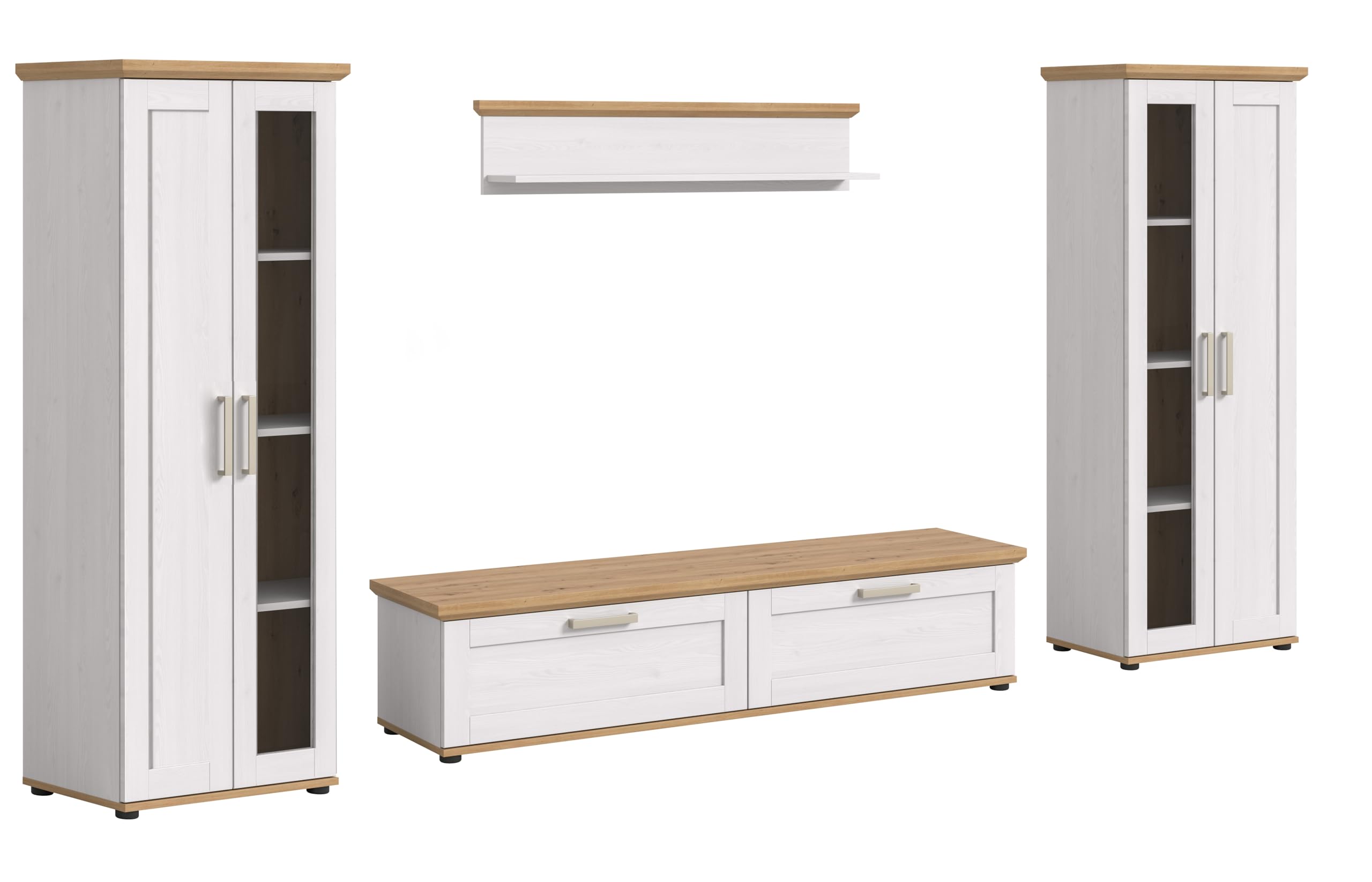 xonox.home Verona 4tlg. Set Wohnkombination – Sibiu Lärche Nb. Absetzung Artisan Eiche Nb.
