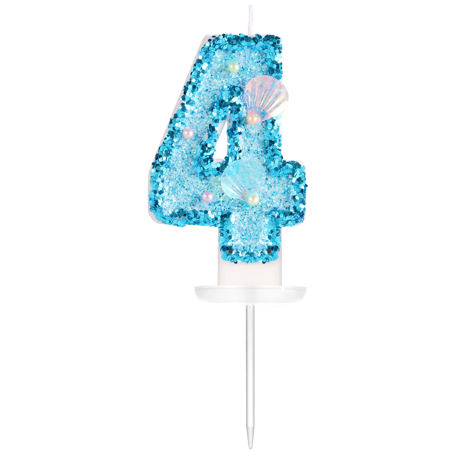 Verjaardagskaarsen voor taart, Verjaardagsnummerkaars,Blauwe glitter