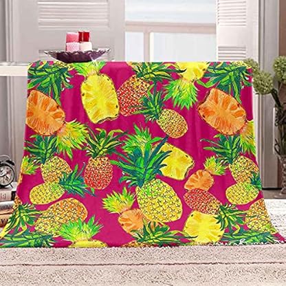 YHDNP Kuscheldecke Flauschig 100x130cm Frucht-Ananas-Druck Wohndecken Decke Picknicku Ltraweich Und Warm Sofadecke Kuscheldecken 3D-Druck Flanell Fleecedecke Für Erwachsene Und Kinder