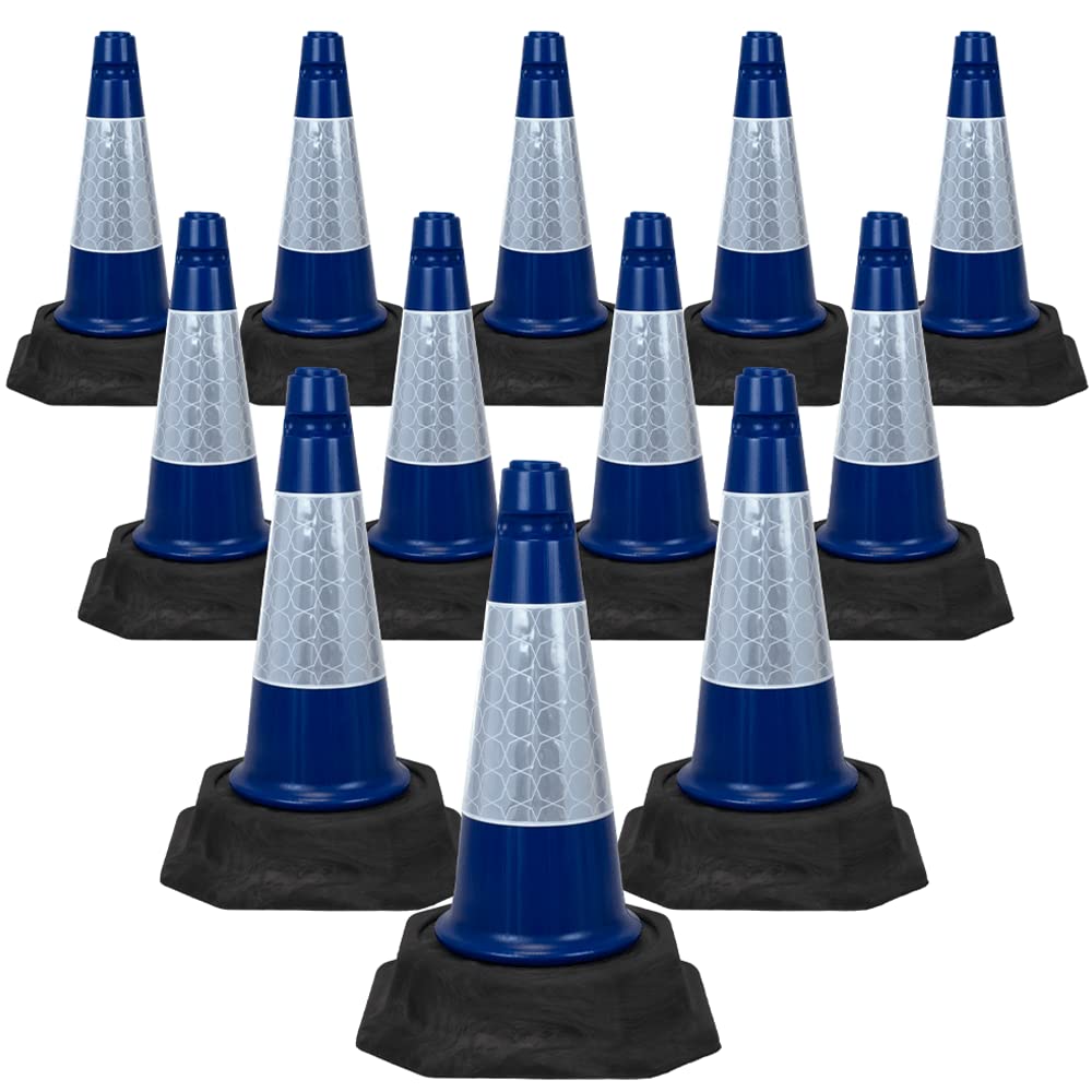 Street Solutions Uk Blue - 12 X 460Mm Tall Traffic Cone Reflective Sleeve For Indoor And Outdoor Usage, Self Weighted Cones Are Manufactured In The Uk
