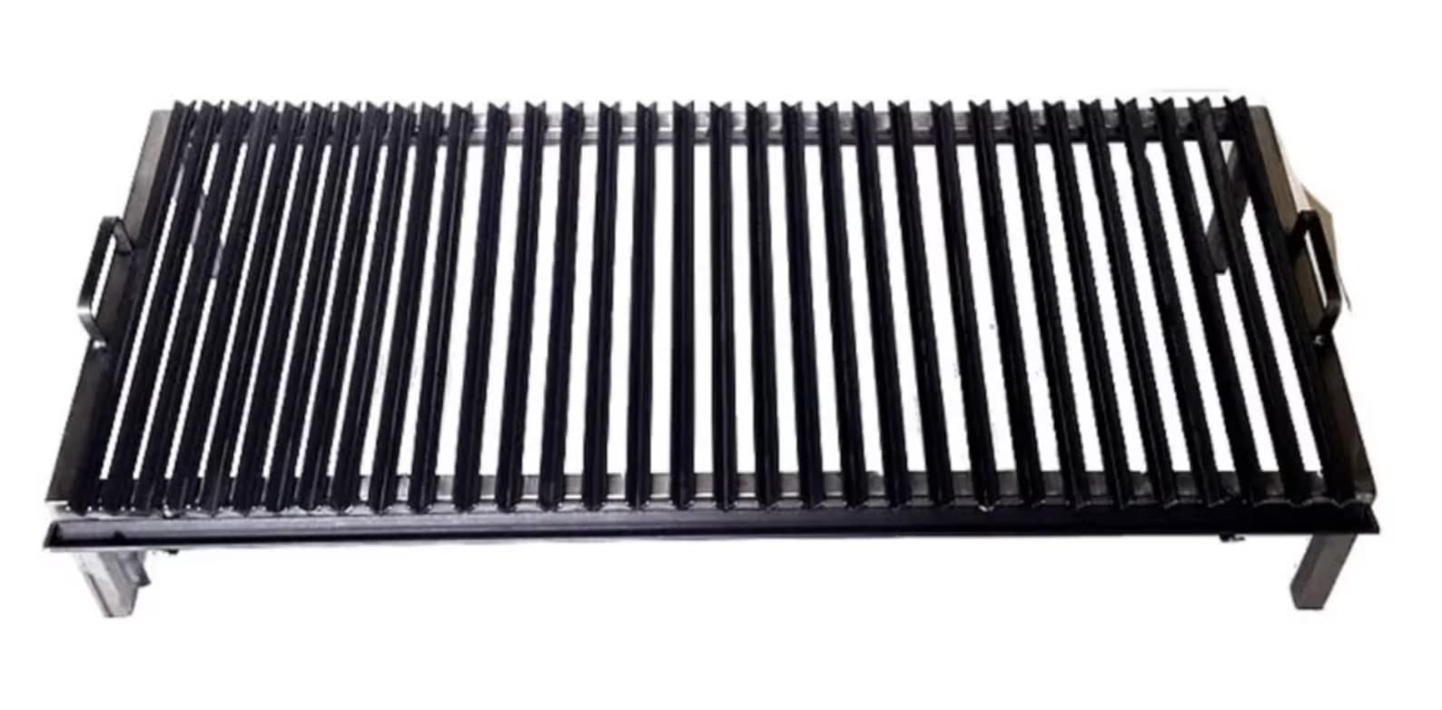 Premium Argentine Grill – Griglia in ferro angolare a V con manici e padella di scarico, griglia in ferro, resistente, barbecue (28 x 61 cm)