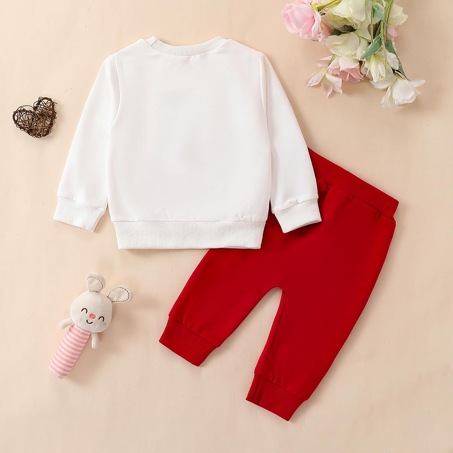 Toddler Baby Girl Valentines Day Outfit Daddy is My Valentine Sweatshirt Love Heart Long Pants 2Pcs Clothes Set