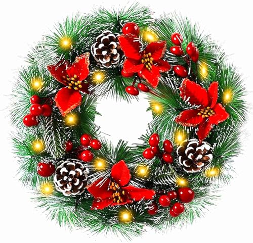 40CM Türkranz Weihnachten,Weihnachtskranz Haustür mit 30...