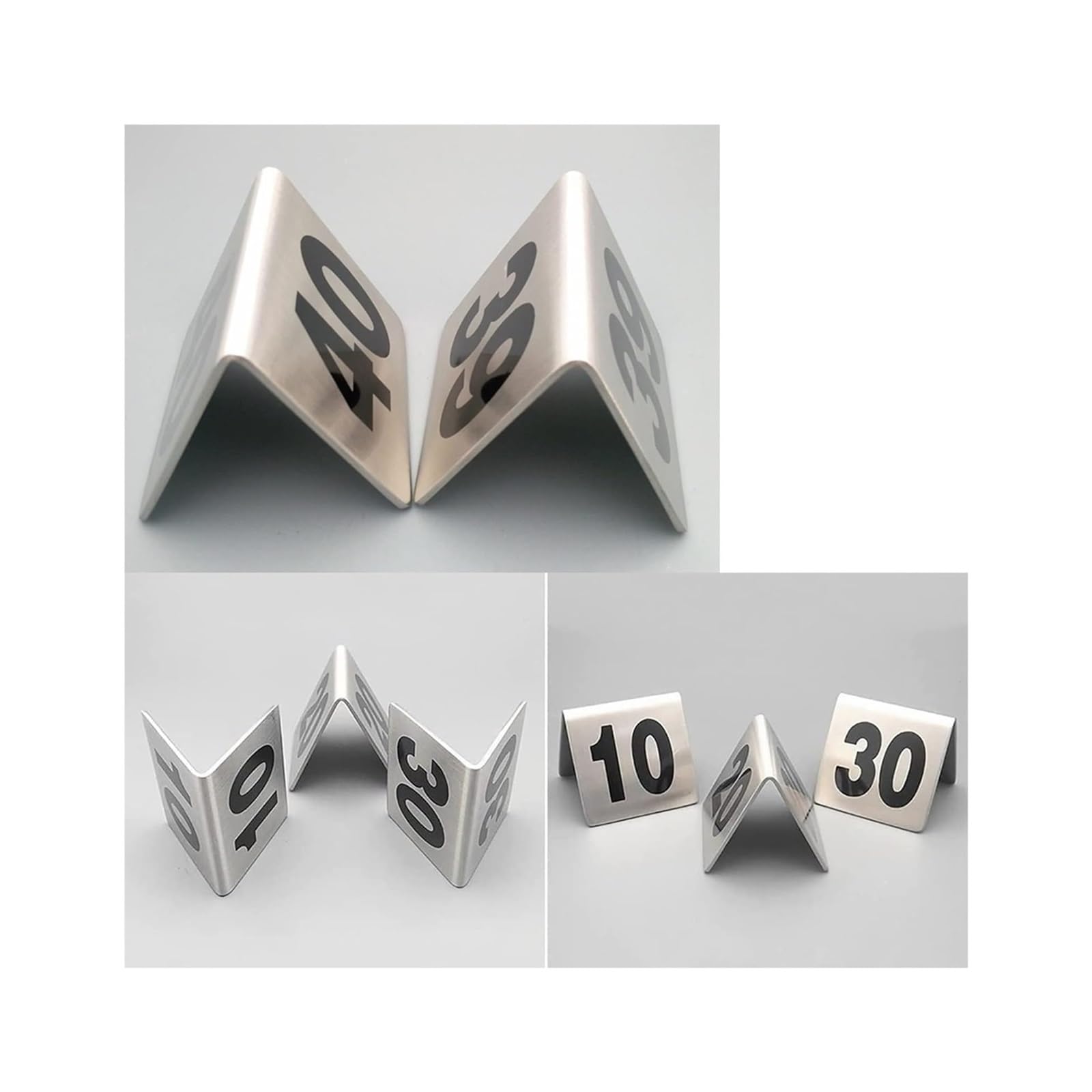 Carte dei Numeri dei tavoli, Portanumero da Tavolo Bifacciale Stile Tenda in Acciaio Inossidabile 1-50 1-100 50x50mm 2x2 Pollici(1 to 100)