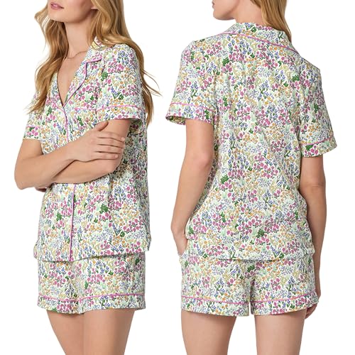Image of Bed Head PJs Womens Matching Pajamas - Soft Organic Short Sleeve Button Down PJ Shirt & Shorts Set - Sleepwear & Loungewear