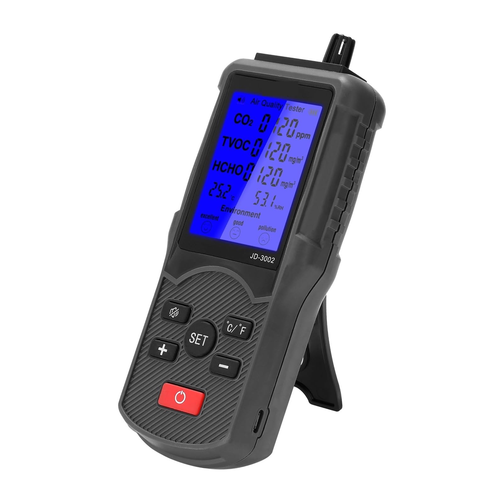 CVFRDD 8in1 Air Quality Tester CO2 Meter Gas Analyzer CO2 Sensor TVOC Meter Carbon Dioxide Sensor Temperature Humidity Measuring Device