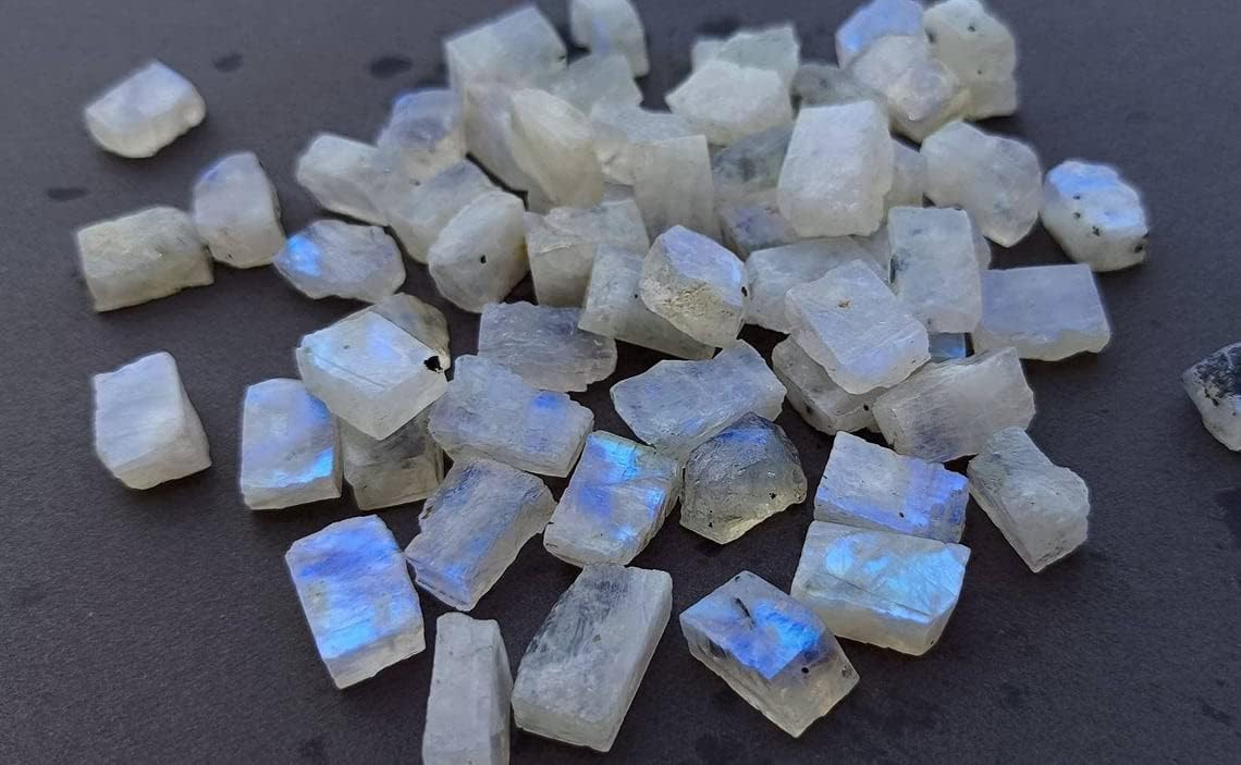 Lovers Point 200 Cts. Rainbow Moonstone Mine Run Rough Stones from India Gemstone and Crystals Wholesale lot Crystals Rock Stones Jewelry Making Supplies DIY & Crafts Crystal Collection Rough Rainbow