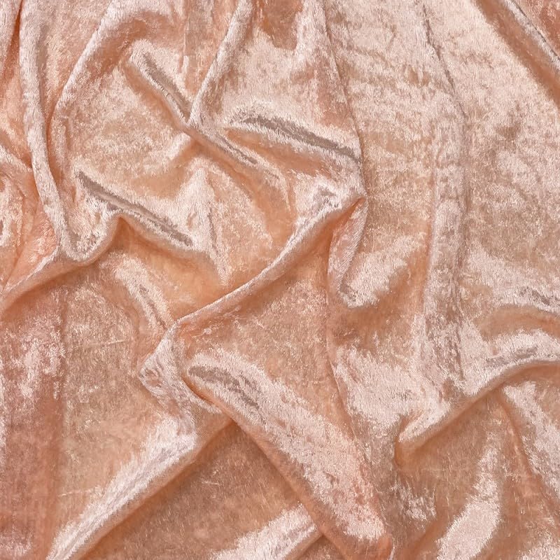 Crushed Velvet Fabric Stretch Velour Material 150cm Wide - Per Metre (Blush)