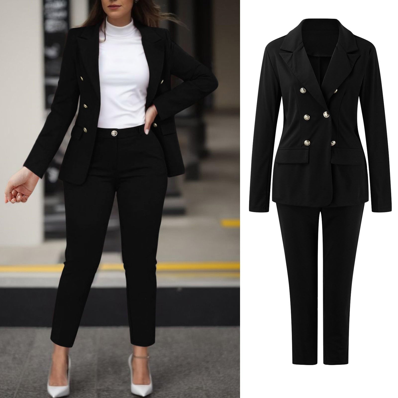 Tuta da Donna a Maniche Lunghe con Tasche, Pantaloni, Pantaloni, Tuta Elegante