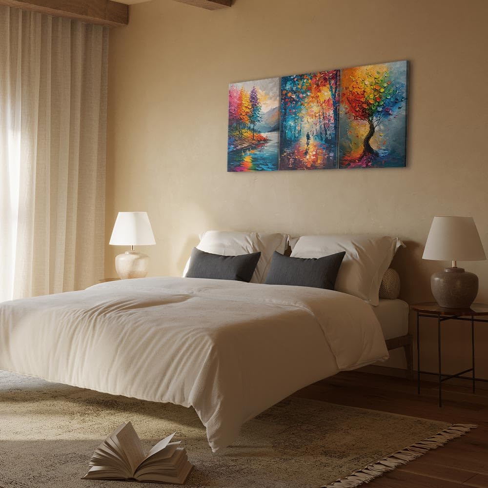 murando - Leinwandbild Set Landschaften, 180x90 cm, 3-teilig, Schlafzimmer | Hochwertige Leinwand, sofort aufhängbar, ideal fürs Wohn- oder Schlafzimmer, wasserfest und lichtecht, langlebig, stilvoll