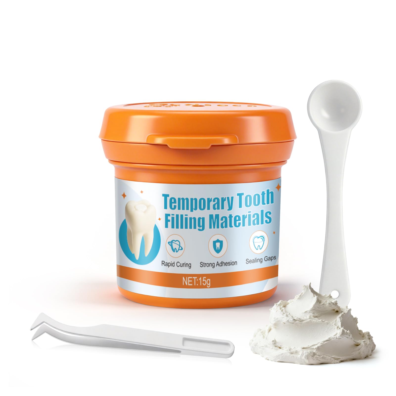 Empaste Dental Profesional, Cemento Dental para Relleno Temporal de Caries y Restauración de Emergencia, 15g