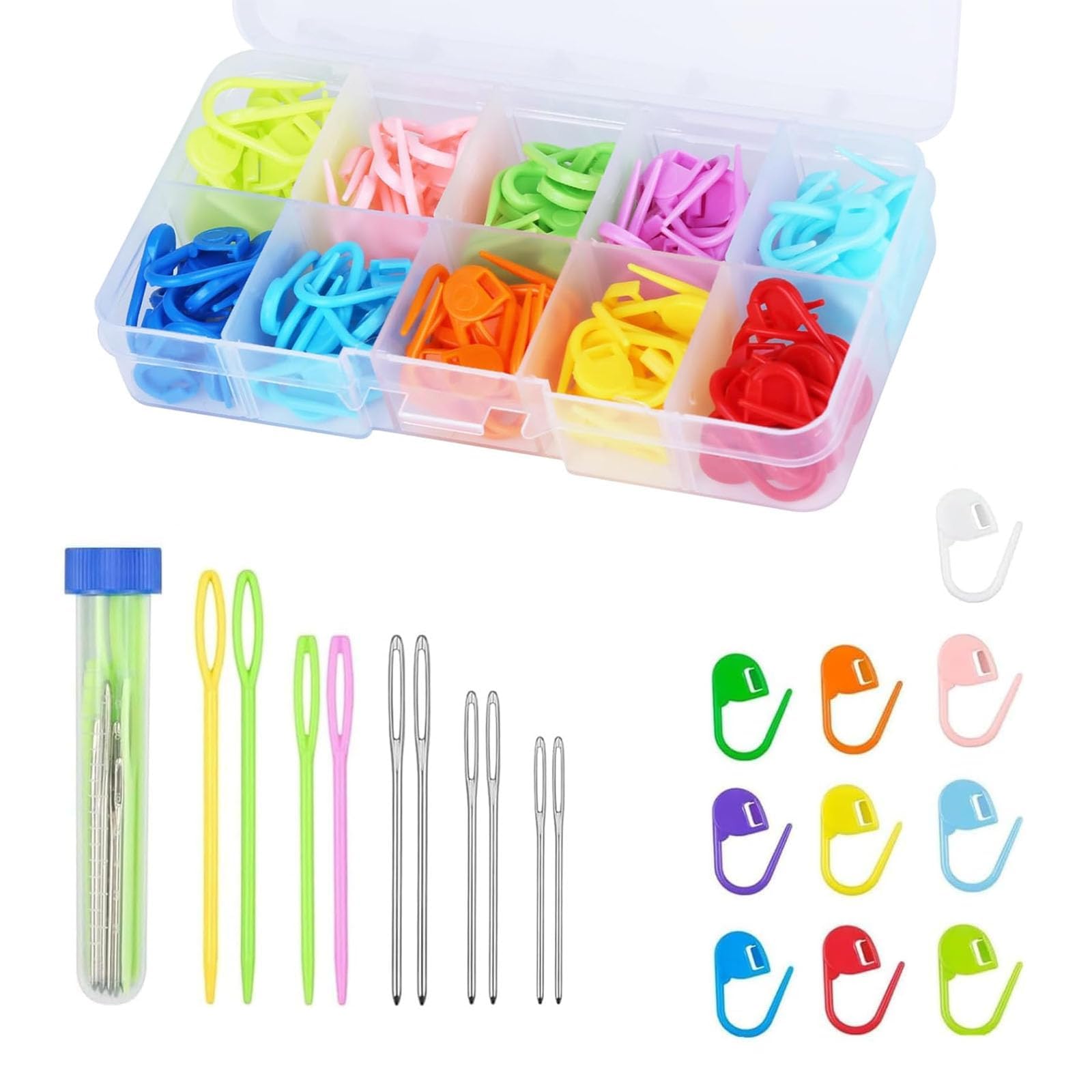 120 pcs Stitch Markers, Crochet Stitch Marker Knitting, Crochet and Knitting Markers, 10 Colors, for Handwork Knitting Craft, with Box