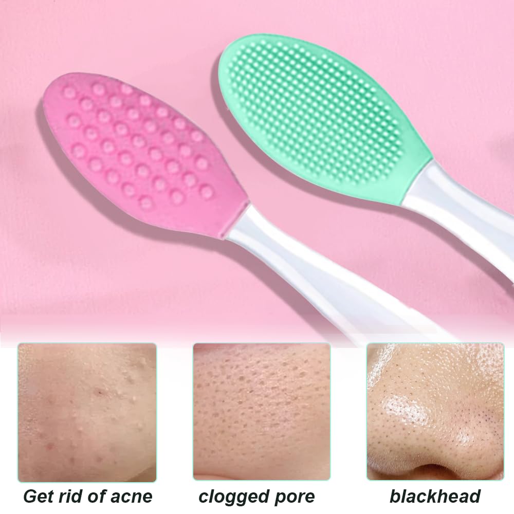 Pennello Esfoliante per Labbra in Silicone, 8 Pcs Pennelli per Labbra in Silicone, Spazzole per Labbra Morbido a Doppia Faccia, Spazzola Esfoliante per Labbra