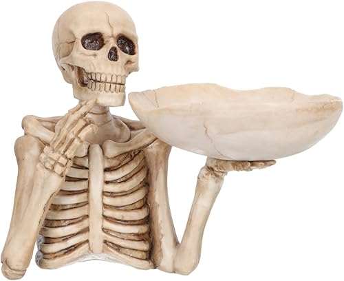 Bandeja de almacenamiento de calavera, decoración de Halloween, material de resina, forma de esqueleto vívido