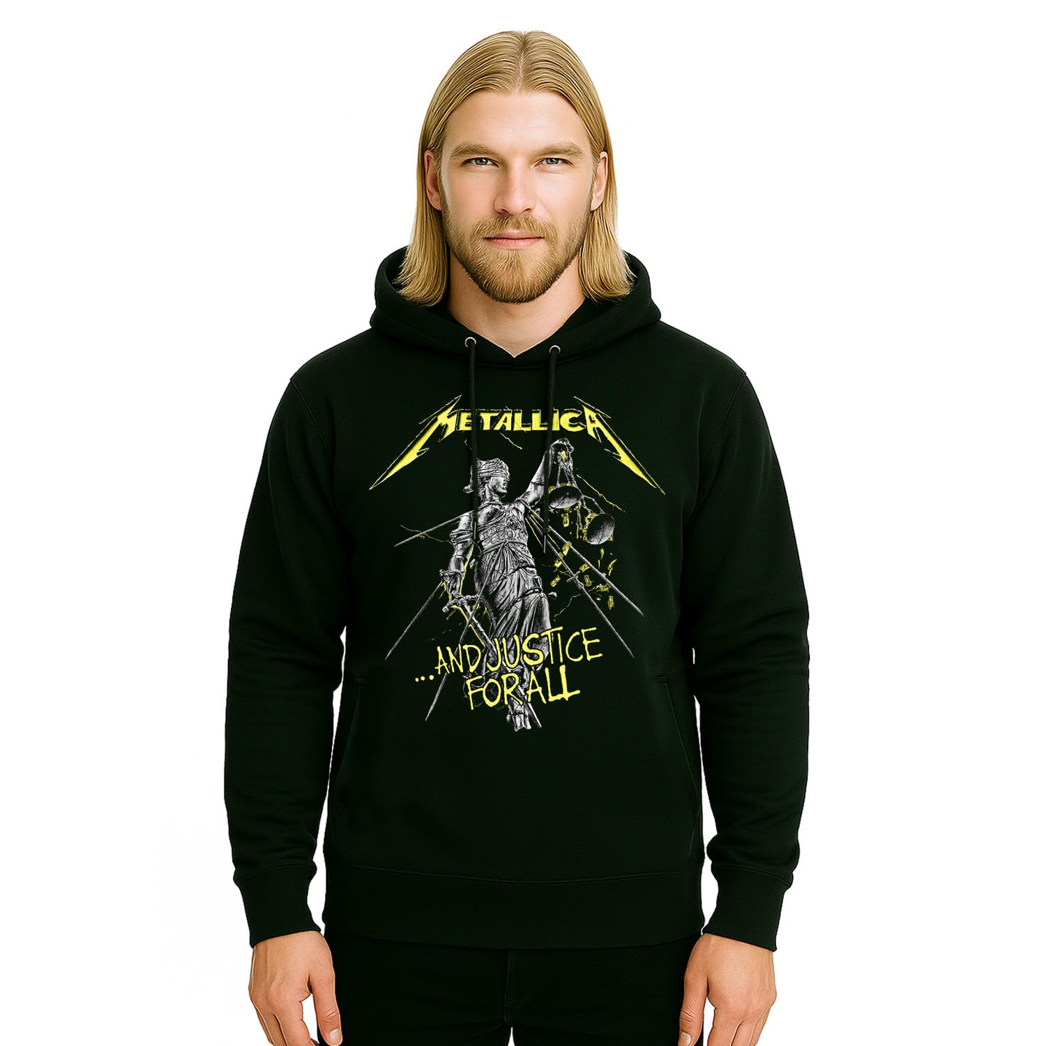 Metallica Sudadera Oficial And Justice for all Sudadera con Capucha Unisex de Algodón. Ajuste Regular para Adulto y Niño