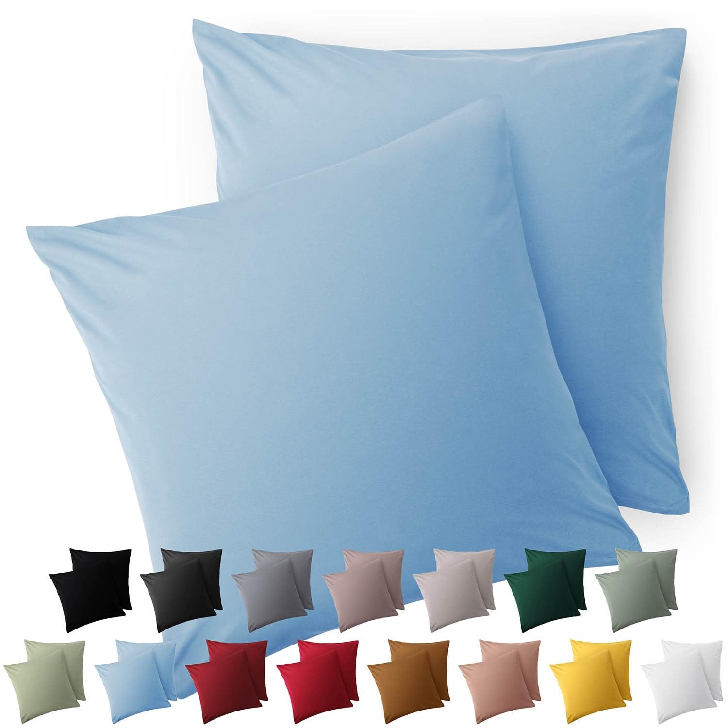 Blumtal Federe Cuscini Divano 50x50 cm - Set di Copricuscini per Divani in Microfibra a 2 Pezzi con Chiusura a Zip, certificati Oeko-Tex, extra morbidi e lavabili - Azzuro Chiaro