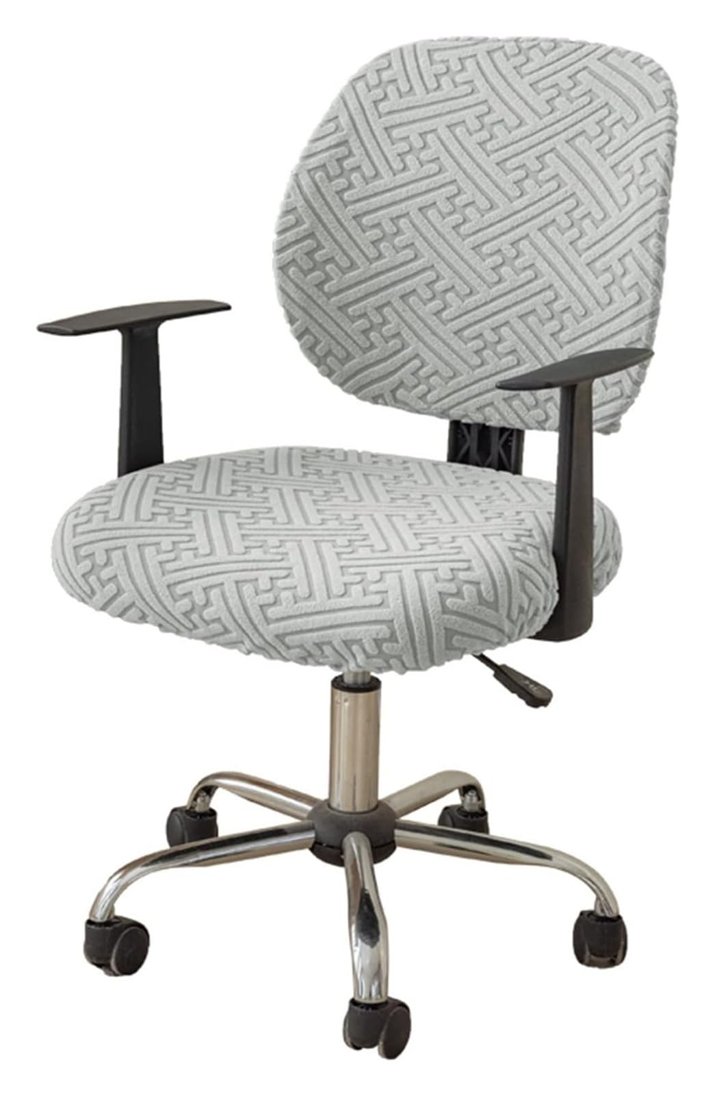 AOICXB Office Chair Seat Covers,Split Stretch Spandex Seat Slipcover,Corn Silk Fabric Removable Washable Rotating Swivel Chair Covers(Light Gray)