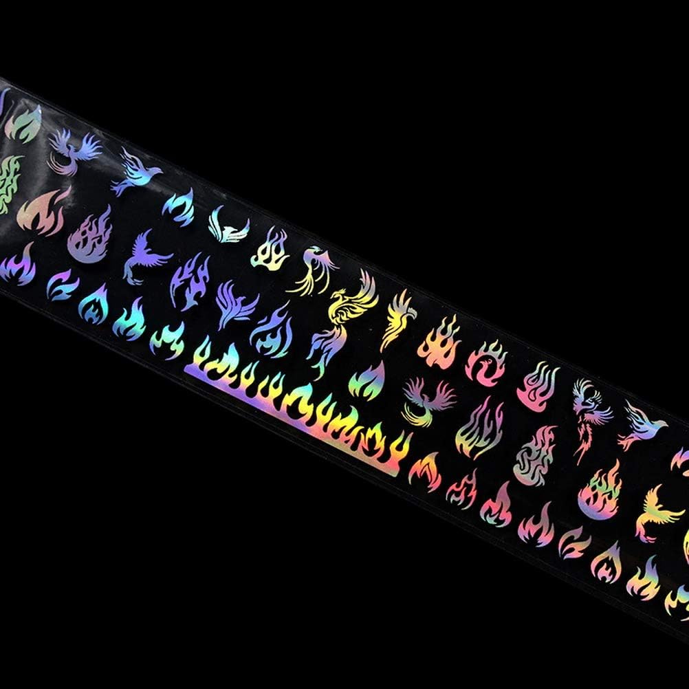 Nail Foil Transfer Sticker,Flame Design Nail Art Stickers Tips Wraps Foil Transfer Adhesive Glitters Acrylic DIY Nail Decoration