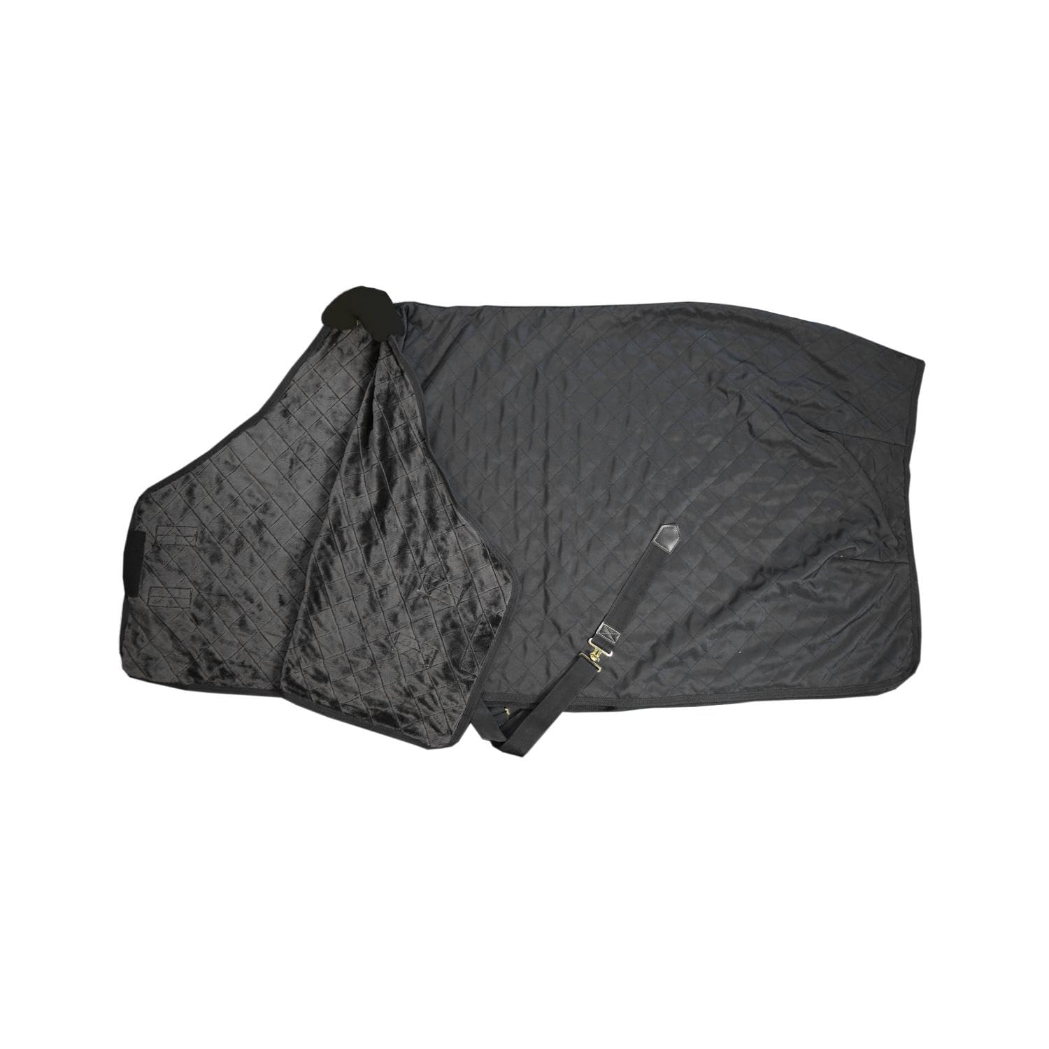 Couverture d'écurie 600D noire de 125 cm avec doublure en laine vegan