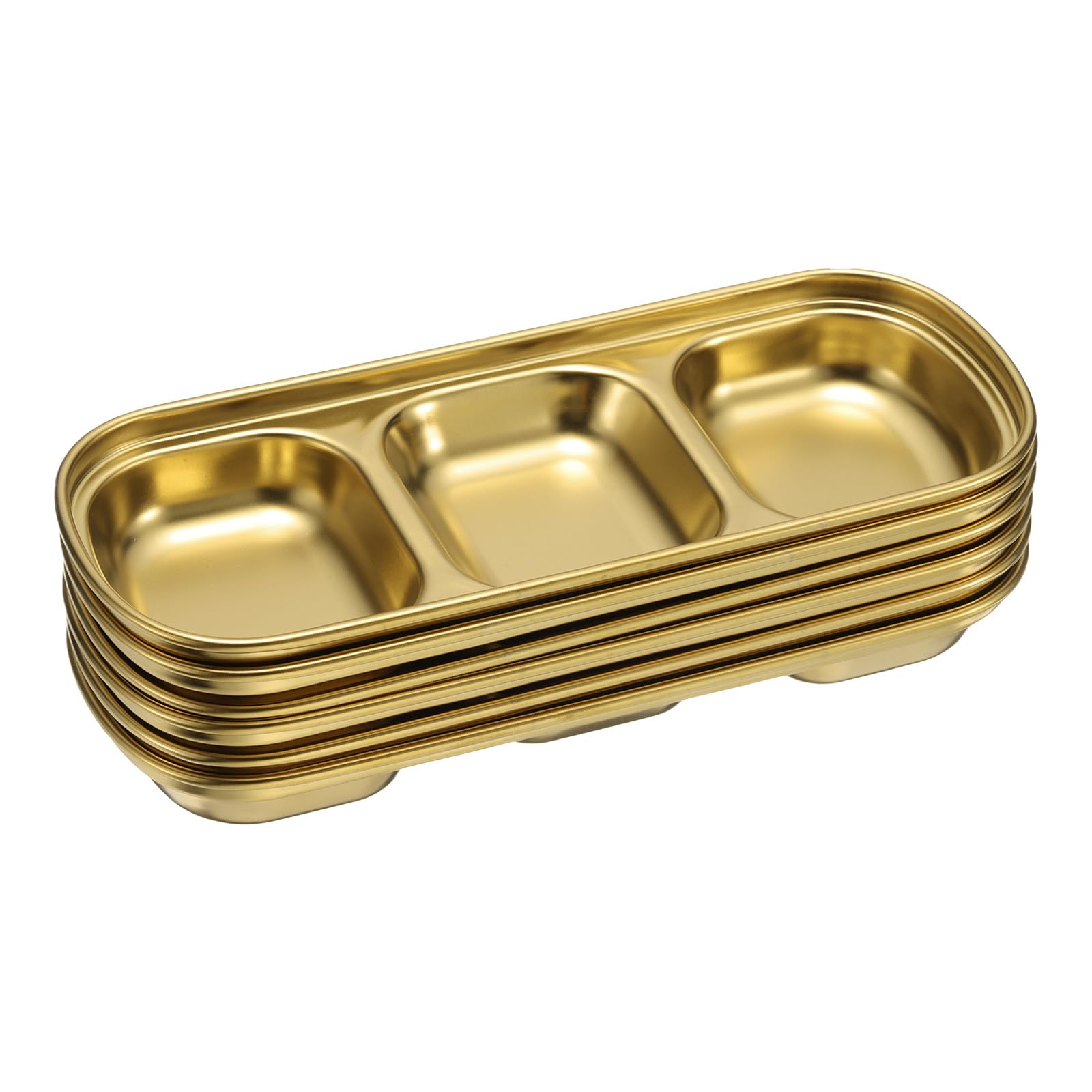 Assiette d'assaisonnement en métal uxcell à compartiments divisés pour séparer sauces et condiments