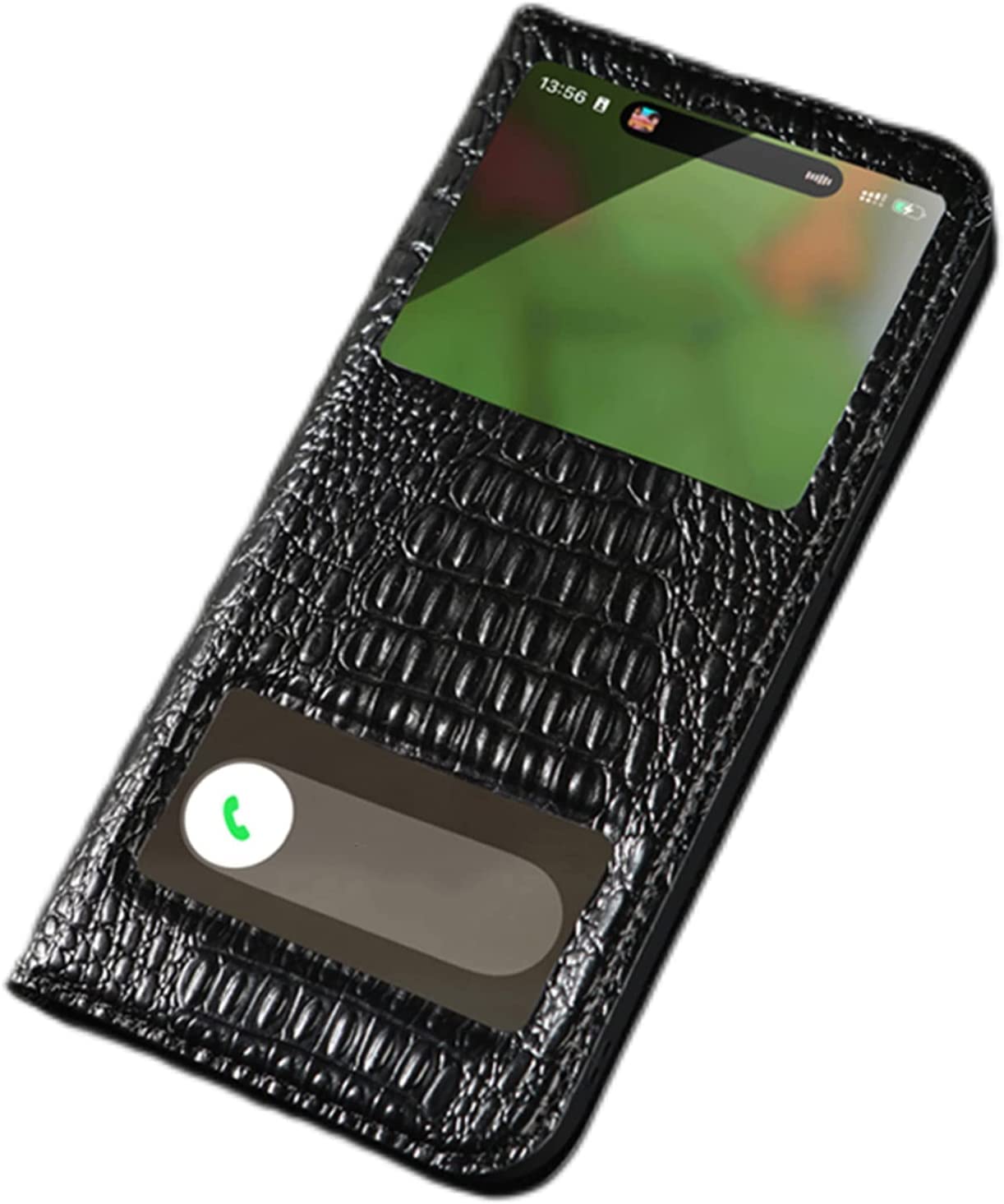 Étui en cuir véritable pour iPhone 14 Pro anti-choc avec support