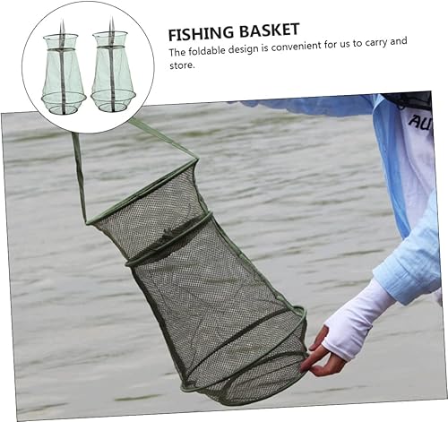 Miniatura 7 de CLISPEED Red de mantenimiento de pesca, 2 unidades, trampas de pesca para cebo, pesca de pescado, red de pesca, cesta de pesca plegable portátil,