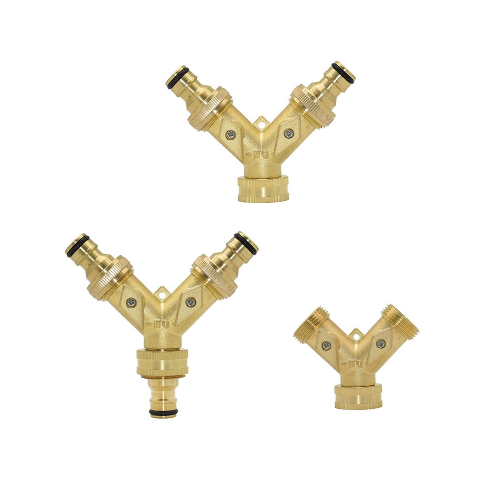 Conectores para mangueras de jardín Trazo de jardín de bronce de 2 vías 3/4 y válvula de riego Conector rápido Jardín Adaptador de grifo de manguera 1 Conjunto(BSP A)