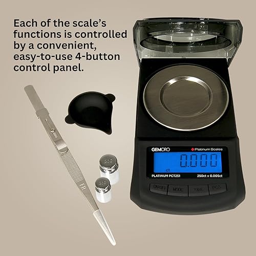 Miniatura 13 de GemOro Platinum PCT101 - Báscula de mini quilates Precise Jewelers - Piedra preciosa y diamantes de clase premium Herramienta de precisión