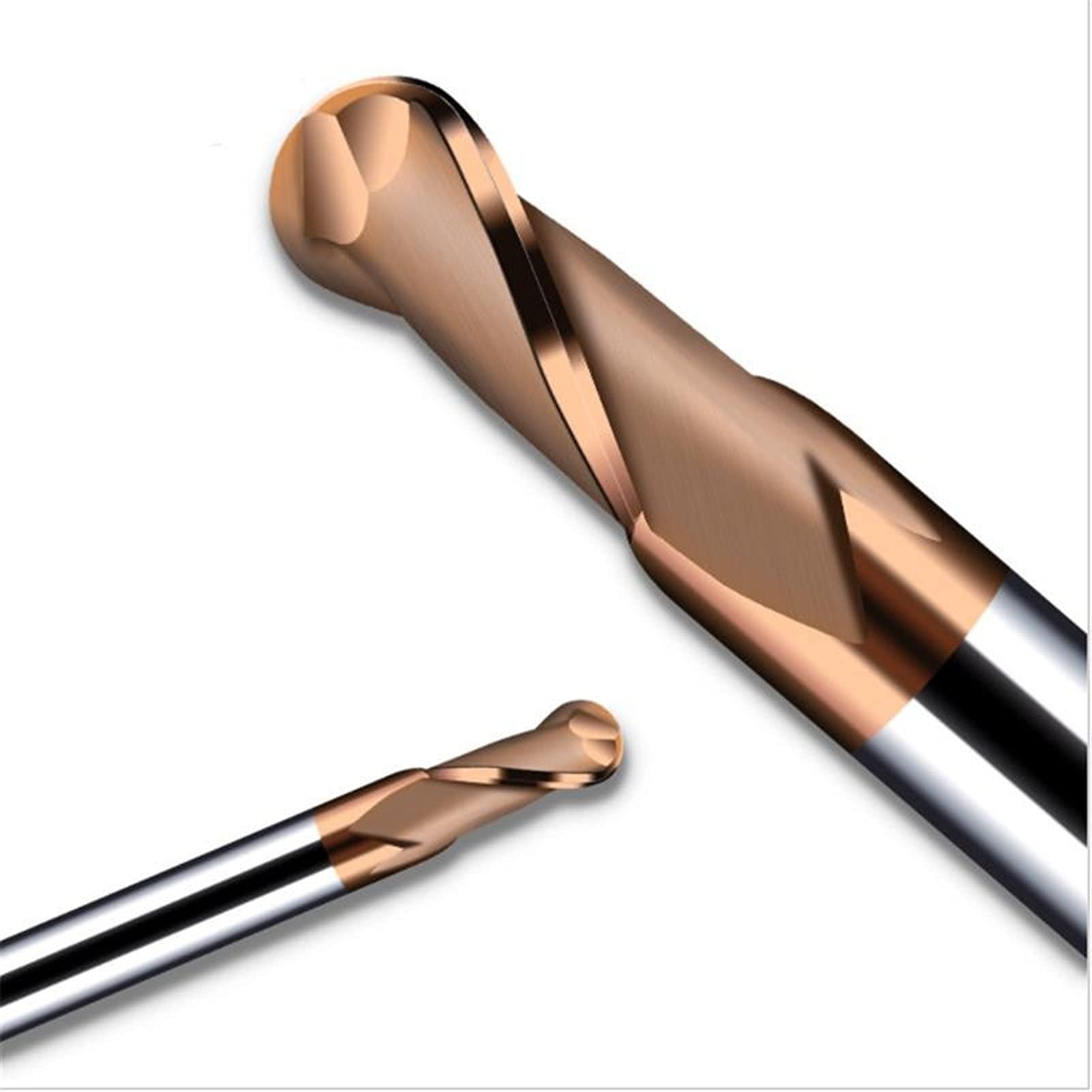 Fresa de carburo HRC65, Punta esférica, 1, 2, 4, 5, 6 y 8 mm, 2 Flautas, Fresa de carburo, Revestimiento de aleación, Herramienta de Corte de Acero de tungsteno(R6.0x12dx100l)