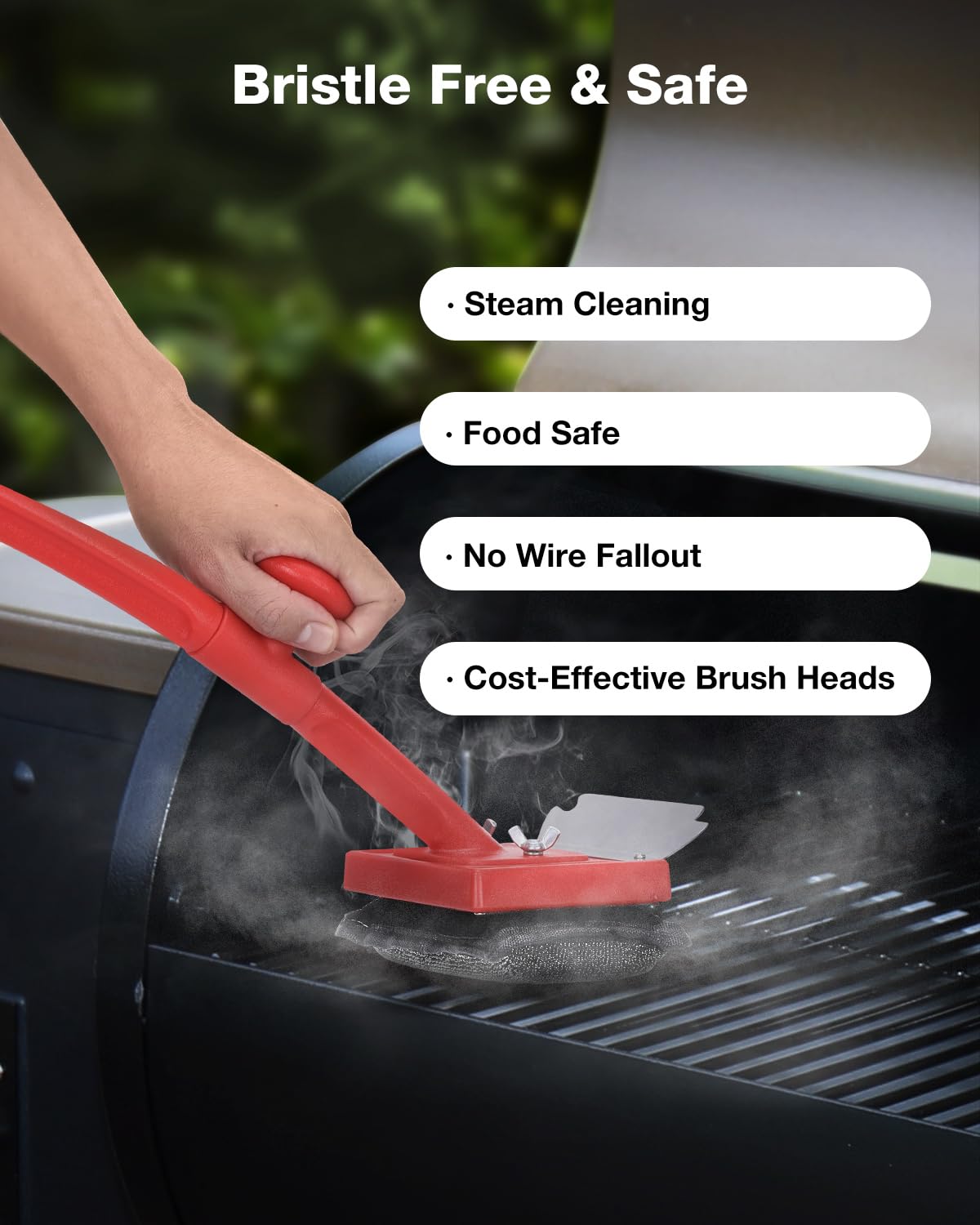 Grillbürste borstenfrei, sicherer Nichtmetalldraht mit Schaber 10 Ersatzköpfe, Dampfgrillrost, Reinigungswerkzeug, Grillreiniger-Zubehör-Set, Outdoor-Gusseisen-Grill-/Grillschrubber