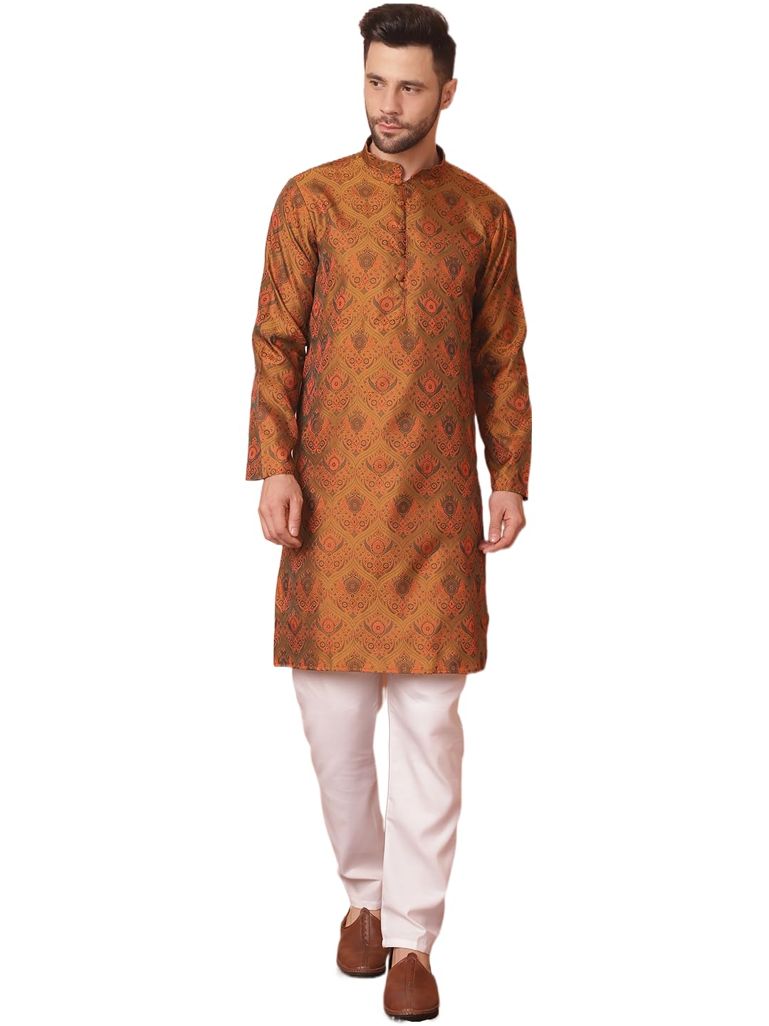 Embroidered Cotton Kurta with Pyjama-image-0