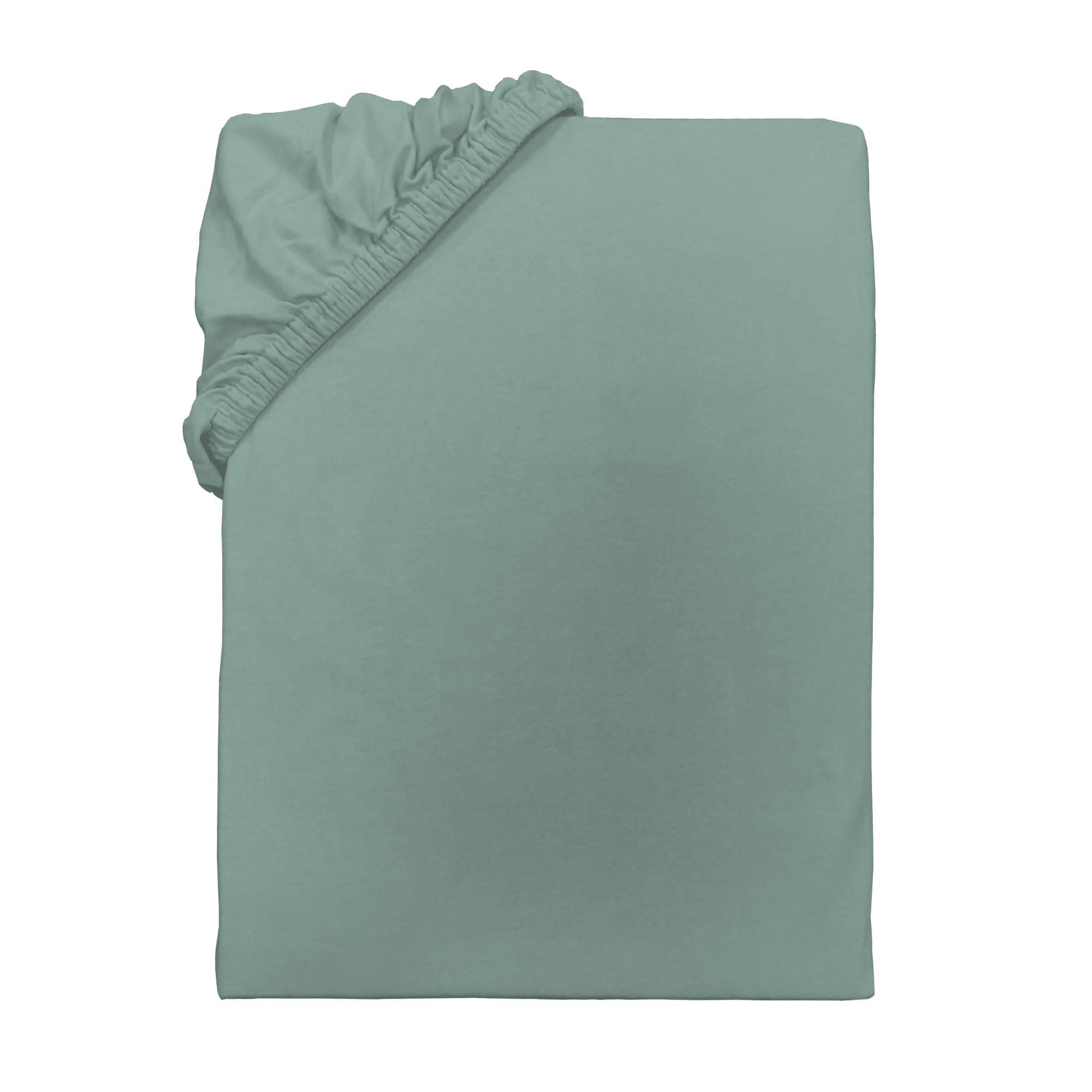 TOM TAILOR Jersey Bed Sheet, Approx. 90-100 x 190-200 cm, 100% Cotton/Jersey, Green Uni (Eucalyptus)