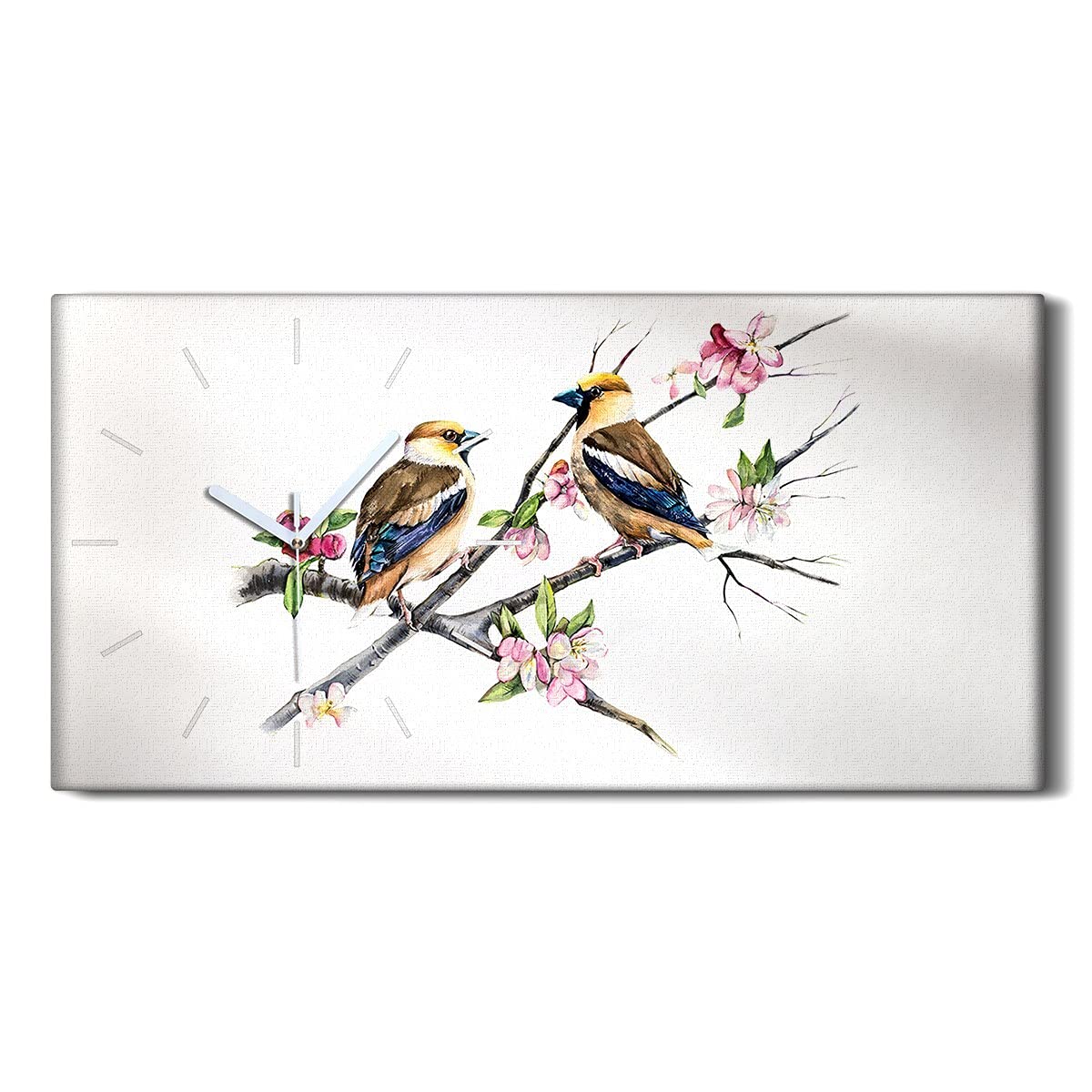 Horloge sur Toile Fleurs Abstraites 60x30cm Décoration Murale