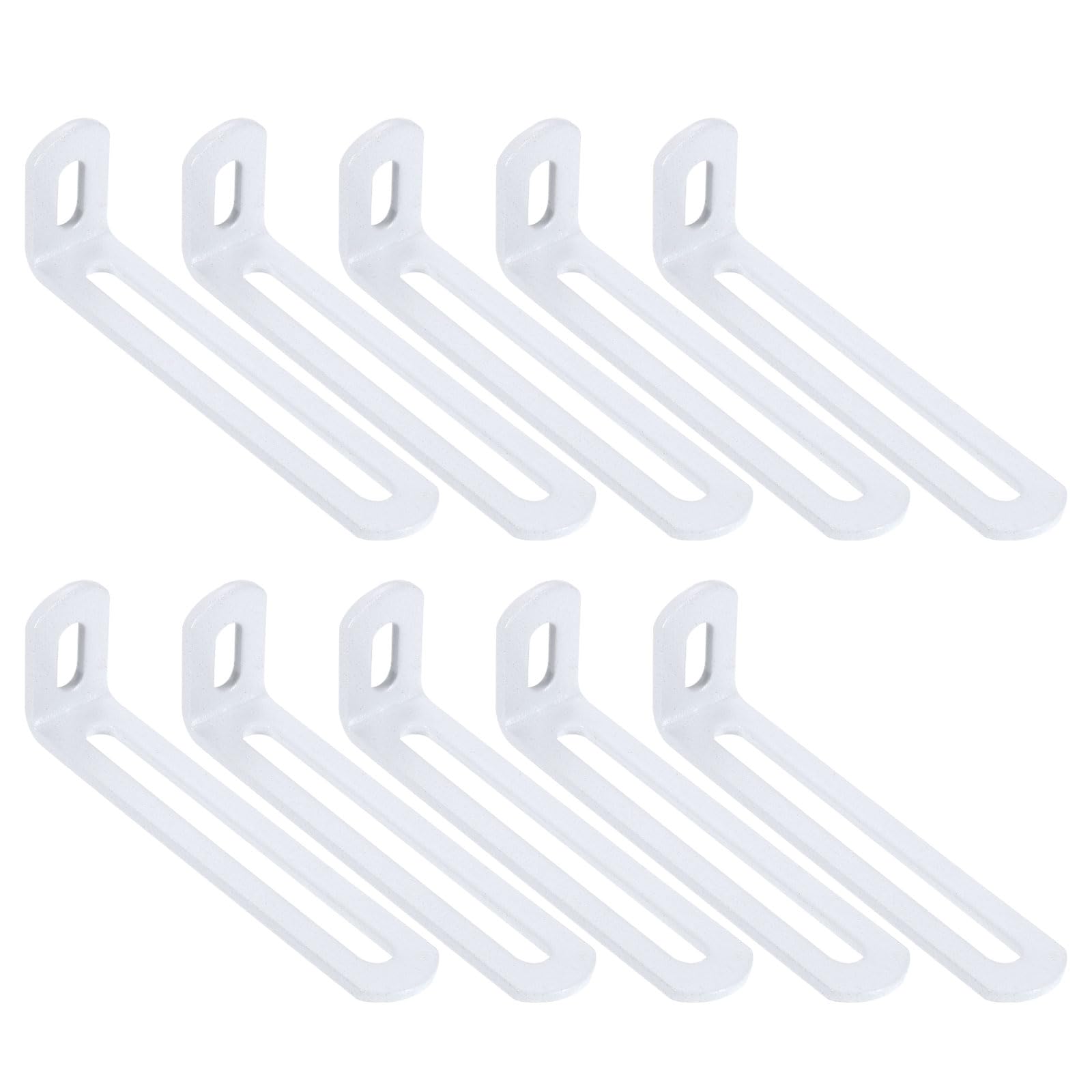sourcing map 10 Pcs Adjustable Right Angle Brackets, Slotted L-Shape Corner Bracket 100mm, 90 Degree Steel l Bracket Support for Shelves, Wood Furniture Construction, White
