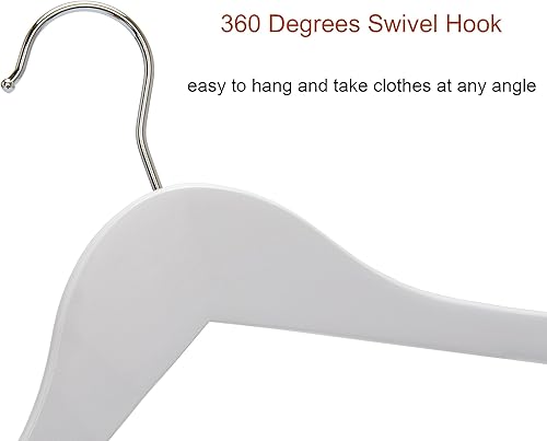 Miniatura 5 de Perchas de madera blanca para vestidos de novia, perchas de madera resistente, perchas de madera maciza para camisas, chaquetas, pantalones,