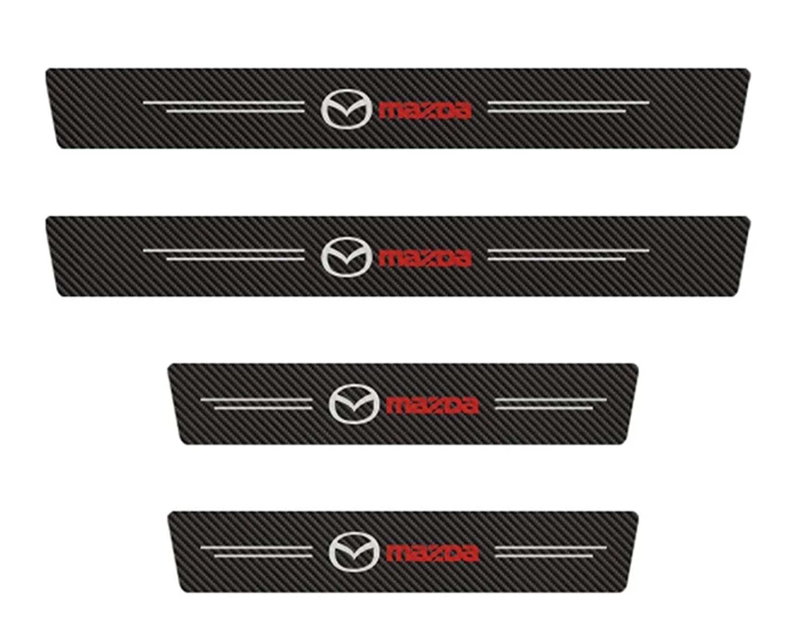 4Pcs Car Door Sill Protector for Mazda 2 3 5 6 CX-3 CX-30 CX-5 CX-50 CX-60 CX-7 CX-8 CX-9 Carbon Fiber Leather Car Kick Plates Automobile Accessories Threshold Protection Sticker D