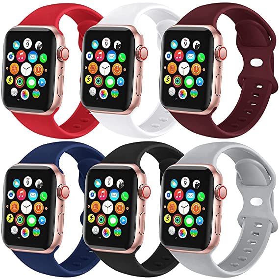 Adlynlife Watch Strap Compatible with Apple Watch Straps 42mm 44mm 45mm, Soft Silicone Sports Wristband for iWatch Series 7/6/5/4/3/2/1/SE (Watch Not Included) (42/44/45mm) (Pack of 6) (B09W14SDCT) Amazon Price History, Amazon Price Tracker